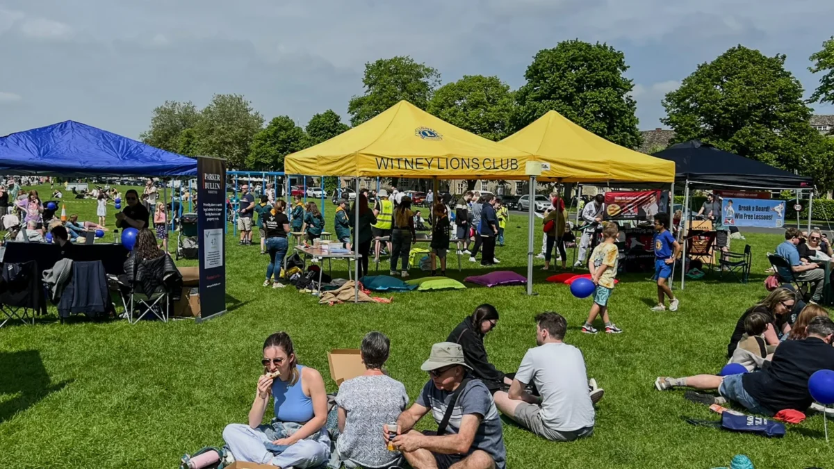 Crowds enjoying stalls on Church Green at WFOFAD